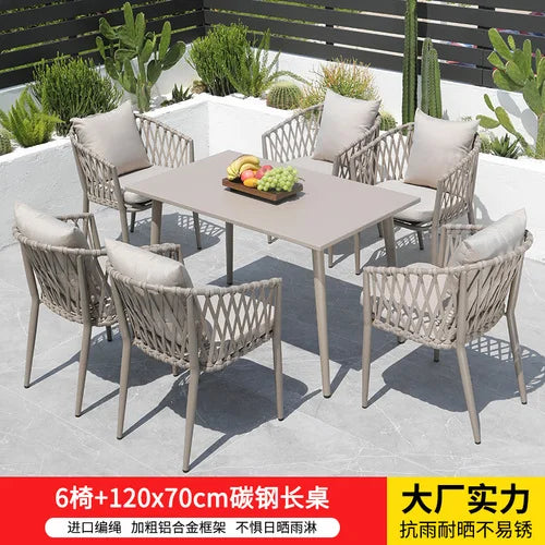 Outdoor Tables,  Outdoor Leisure Vine Chairs, Net Red Dew Tianyang Tea Table and Chair Combination Aluminum Alloy