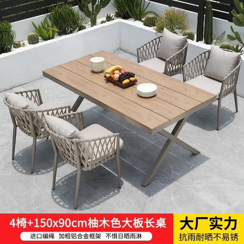 Outdoor Tables,  Outdoor Leisure Vine Chairs, Net Red Dew Tianyang Tea Table and Chair Combination Aluminum Alloy