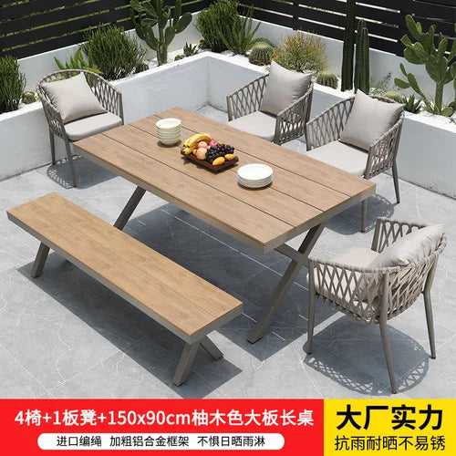 Outdoor Tables,  Outdoor Leisure Vine Chairs, Net Red Dew Tianyang Tea Table and Chair Combination Aluminum Alloy