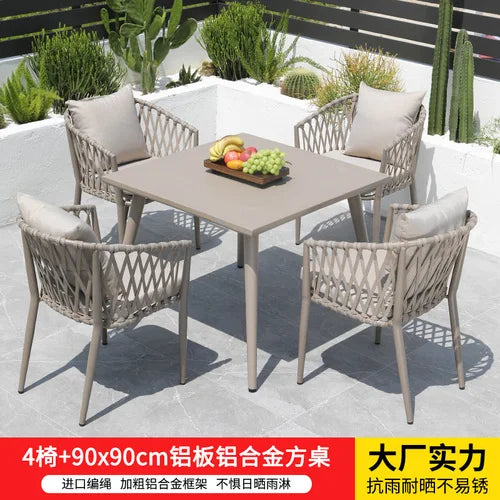 Outdoor Tables,  Outdoor Leisure Vine Chairs, Net Red Dew Tianyang Tea Table and Chair Combination Aluminum Alloy