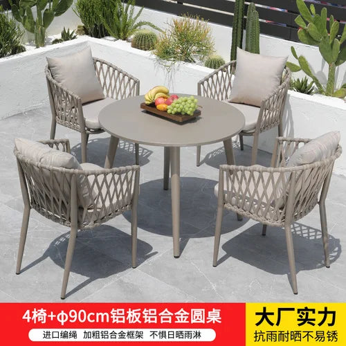 Outdoor Tables,  Outdoor Leisure Vine Chairs, Net Red Dew Tianyang Tea Table and Chair Combination Aluminum Alloy