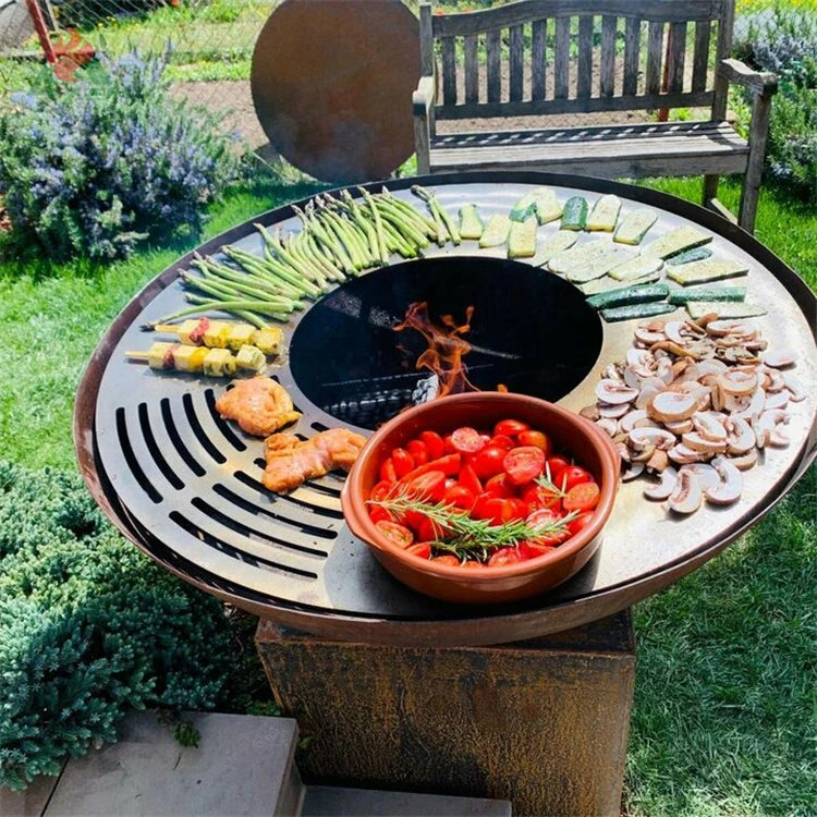 Outdoor corten steel european BBQ grill metal barbecue pit