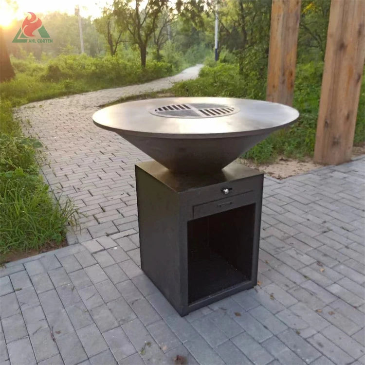 Outdoor corten steel european BBQ grill metal barbecue pit