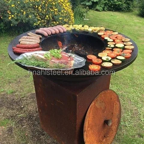 Outdoor corten steel european BBQ grill metal barbecue pit