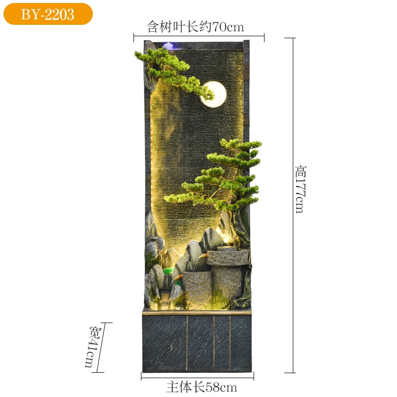 Outdoor courtyard rockery and flowing water floor water curtain wall landscaping landscape villa office porch decoration