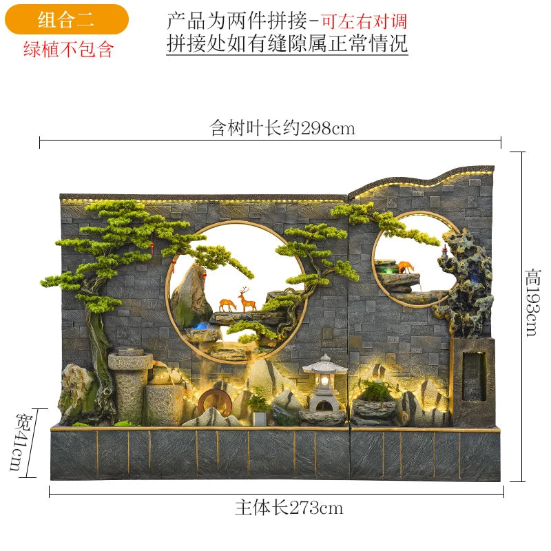 Outdoor courtyard rockery and flowing water floor water curtain wall landscaping landscape villa office porch decoration