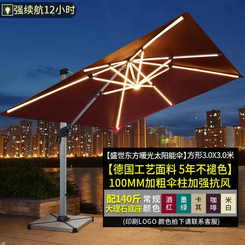 Outdoor courtyard, terrace, garden, outdoor villa, balcony, stall, 3-meter large solar energy with LED