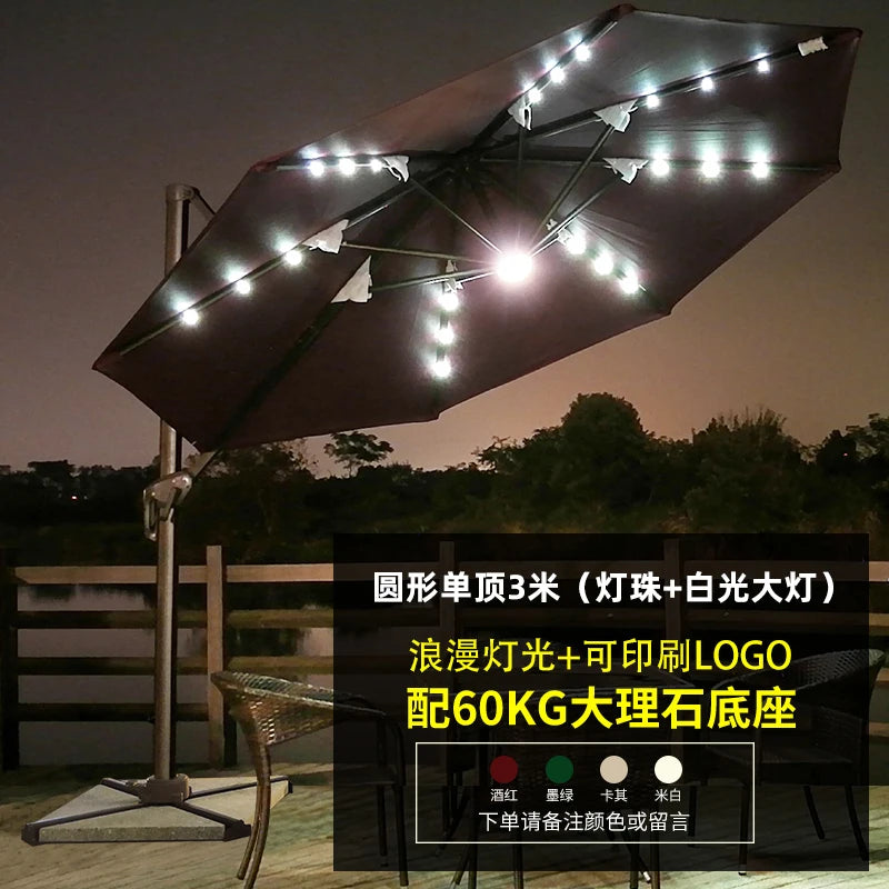 Outdoor courtyard, terrace, garden, outdoor villa, balcony, stall, 3-meter large solar energy with LED