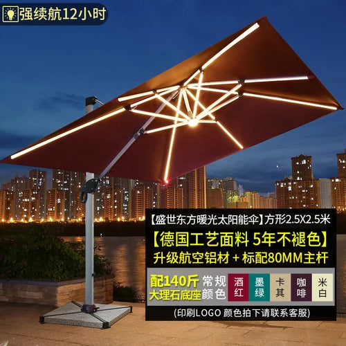 Outdoor courtyard, terrace, garden, outdoor villa, balcony, stall, 3-meter large solar energy with LED