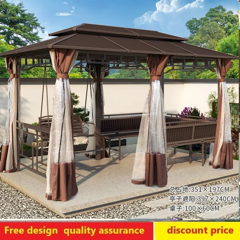 Outdoor pavilion swing hanging chair Southeast Asia gazebo rocking chair courtyard garden solid wood leisure