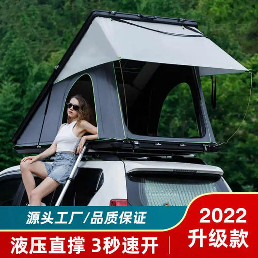 Outdoor self driving tour automatic folding aluminum alloy hardtop camping SUV car specific triangular tent