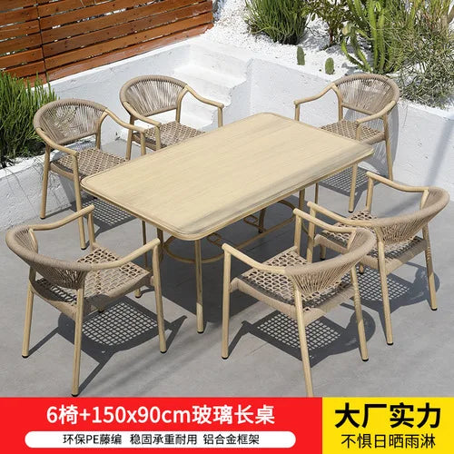 Outdoor table and chairs, courtyard café, outdoor waterproof and sunscreen, garden balcony, open-air table and chairs