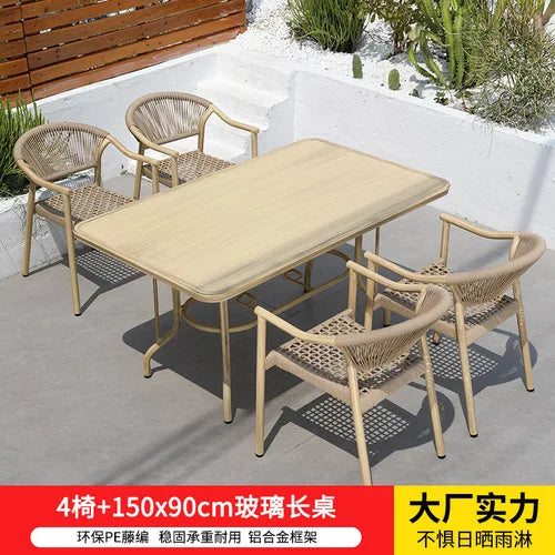 Outdoor table and chairs, courtyard café, outdoor waterproof and sunscreen, garden balcony, open-air table and chairs