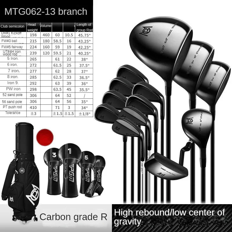 PGM Golf Clubs Low Center of Gravity High-end Men's Set of 13 Poles Ultra-light Carbon Rod with High Rebound MTG062