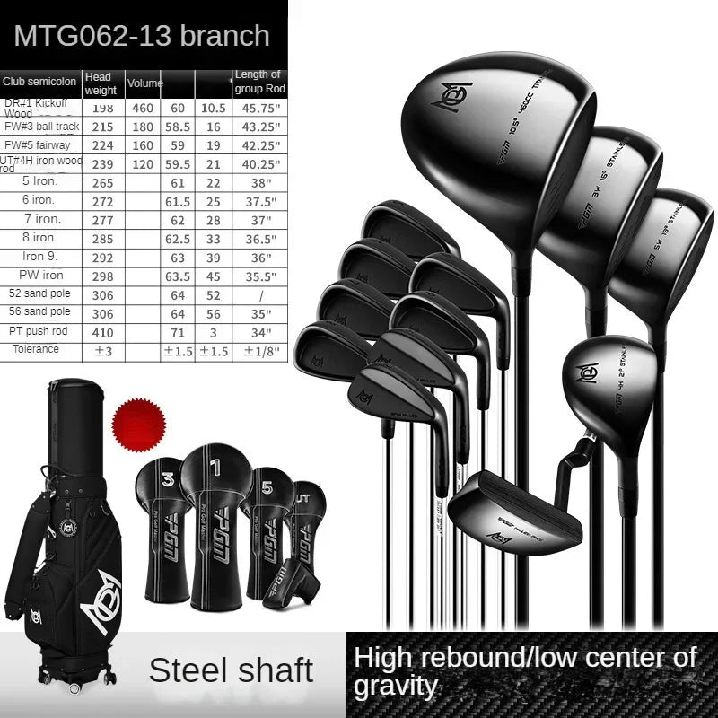 PGM Golf Clubs Low Center of Gravity High-end Men's Set of 13 Poles Ultra-light Carbon Rod with High Rebound MTG062