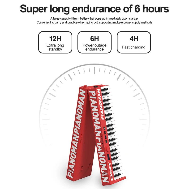 Electronic musical instruments PIANOMAN 88 Keys Piano Keyboard Foldable Electronic Organ Adult piano 128 Preset Rhythms Music Toys  Musical Instrument Red