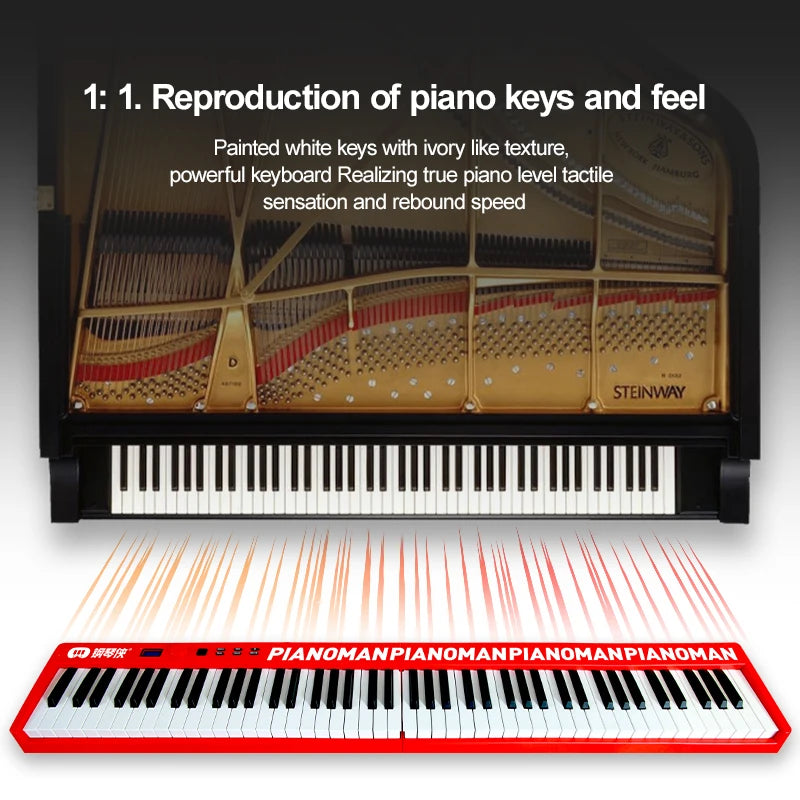 MMOOKA PIANOMAN 88 Keys Piano Keyboard Foldable Electronic Organ Adult piano 128 Preset Rhythms Music Toys  Musical Instrument Red