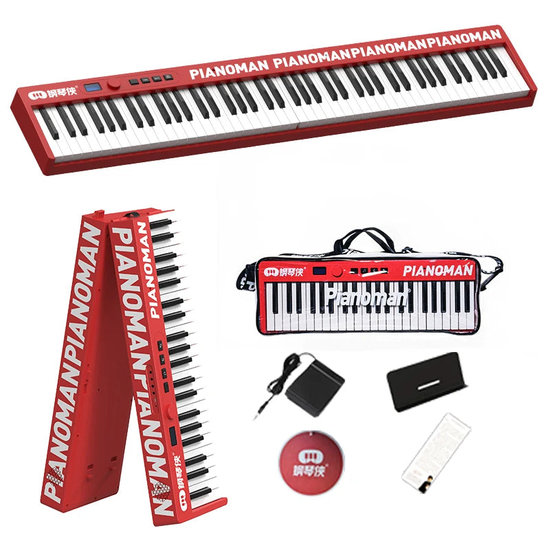 Electronic musical instruments PIANOMAN 88 Keys Piano Keyboard Foldable Electronic Organ Adult piano 128 Preset Rhythms Music Toys  Musical Instrument Red