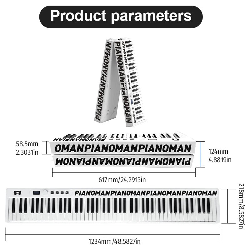 MMOOKA PIANOMAN 88 keys Piano Electronic Organ Suitable for Beginners Foldable Digital Pianos Music Toys Keyboard Electric Guitar Band