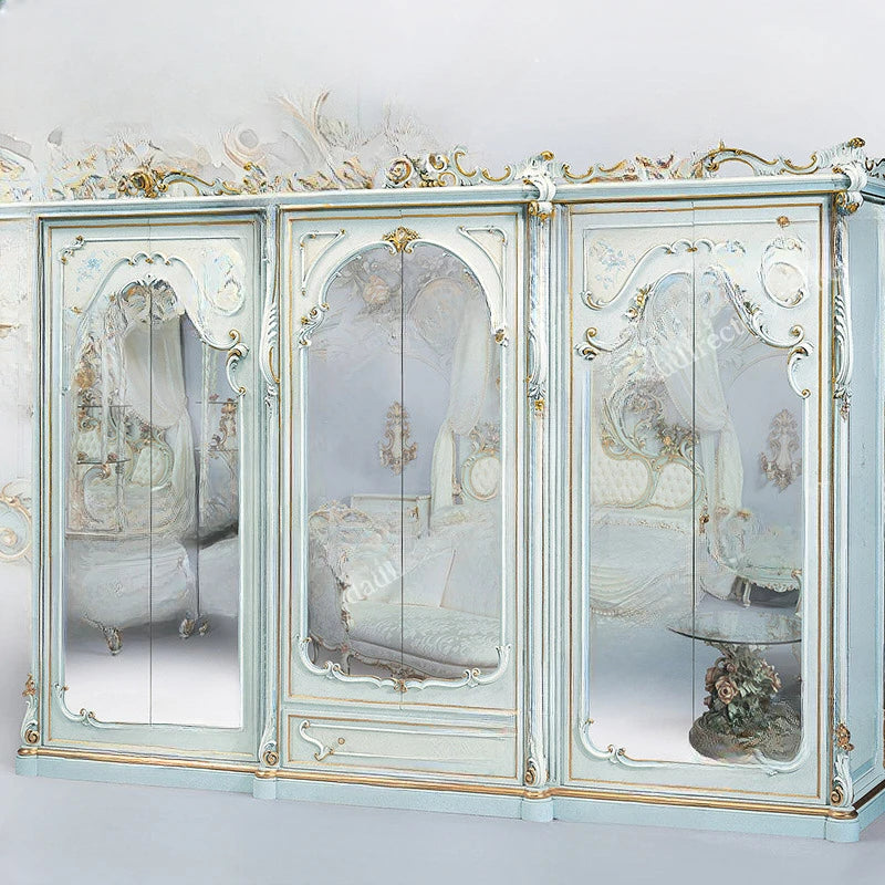 Painted double princess bed, French court solid wood wedding bed, baroque European luxury 2m carved bed