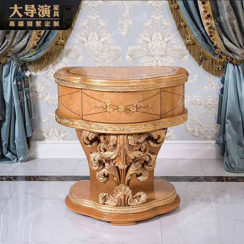 Palace European style solid wood carved bed French luxury fabric double wedding bed Baroque villa furniture