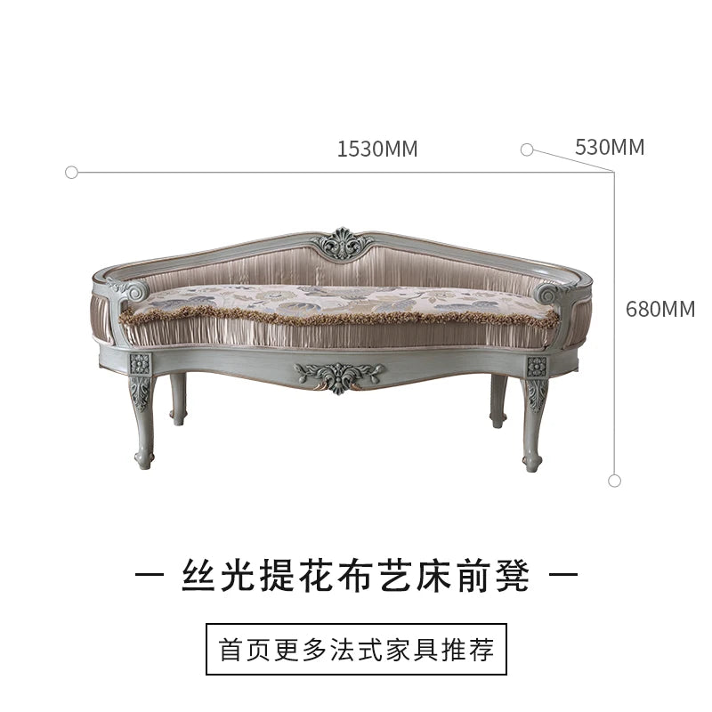 Palace French style furniture, fabric, bed end stool, bed bed bed, bedroom, bed end sofa stool, shoe stool replacement