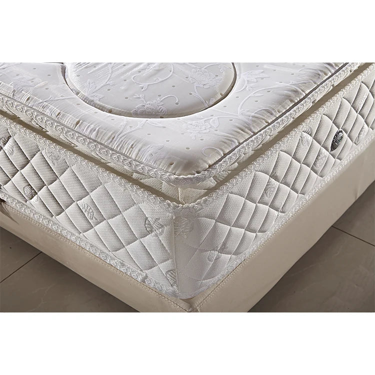 Pillow Top Design Mattress Bed Roll Up Compress Box Coil Latex Natural Spring 100 Full Size Yellow Cotton Oem