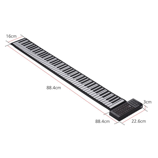 Portable Electric 88 Keys Roll Up Piano Multifunction Digital Piano Keyboard Built-in Speaker Rechargeable