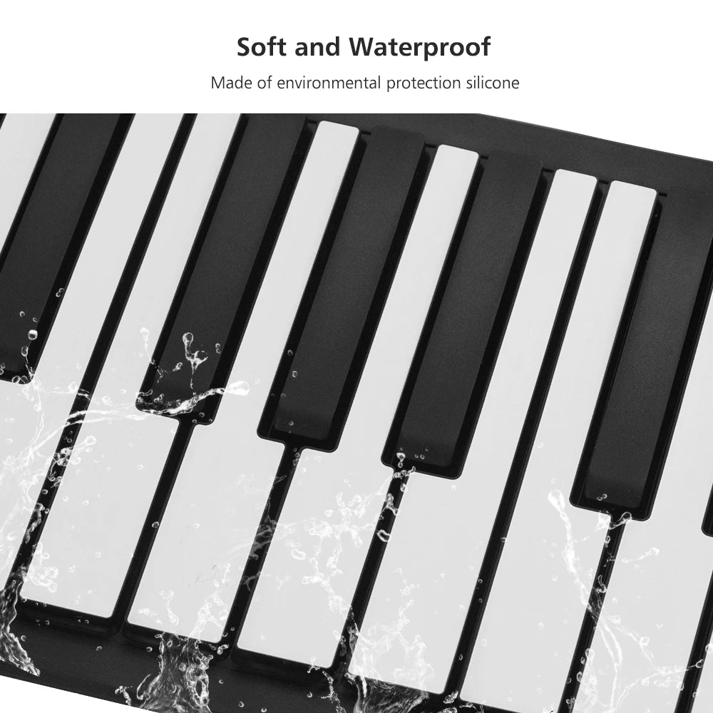 Portable Electric 88 Keys Roll Up Piano Multifunction Digital Piano Keyboard Built-in Speaker Rechargeable