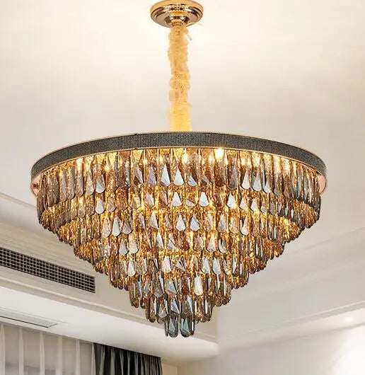 Post-modern European crystal chandelier light luxury atmosphere villa dining hall lamp hotel room exhibition hall chandelier