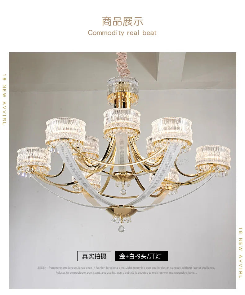 Post-modern light luxury chandelier personality creative Crystal light simple European atmosphere Crown Villa designer art lamps