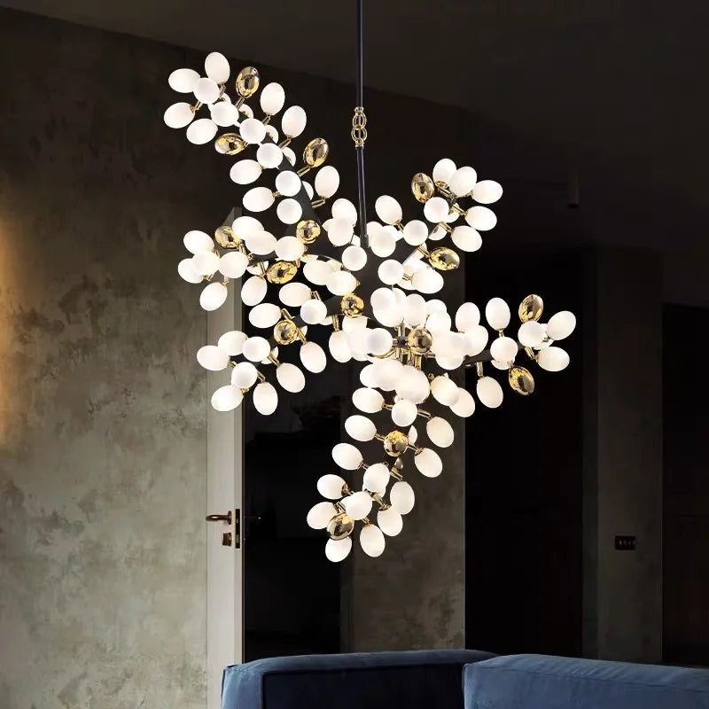 Postmodern Luxury LED Chandelier lighting Living room Grape String Large Hanging Lamp Lobby Villa Home Deco Glass Fixtures G4