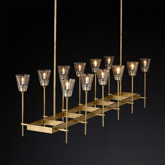 Postmodern copper chandelier simple and light luxury living room dining room study bedroom villa lamp