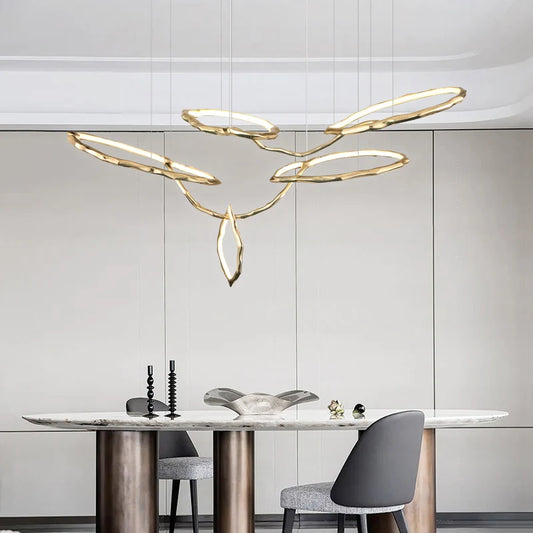 Postmodern light luxury all copper dining room bar chandelier living room villa creative art simple atmosphere chandelier