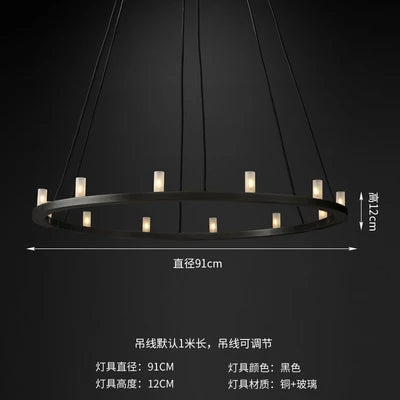 Postmodern light luxury classical chandelier American simple retro villa duplex building decoration lamps