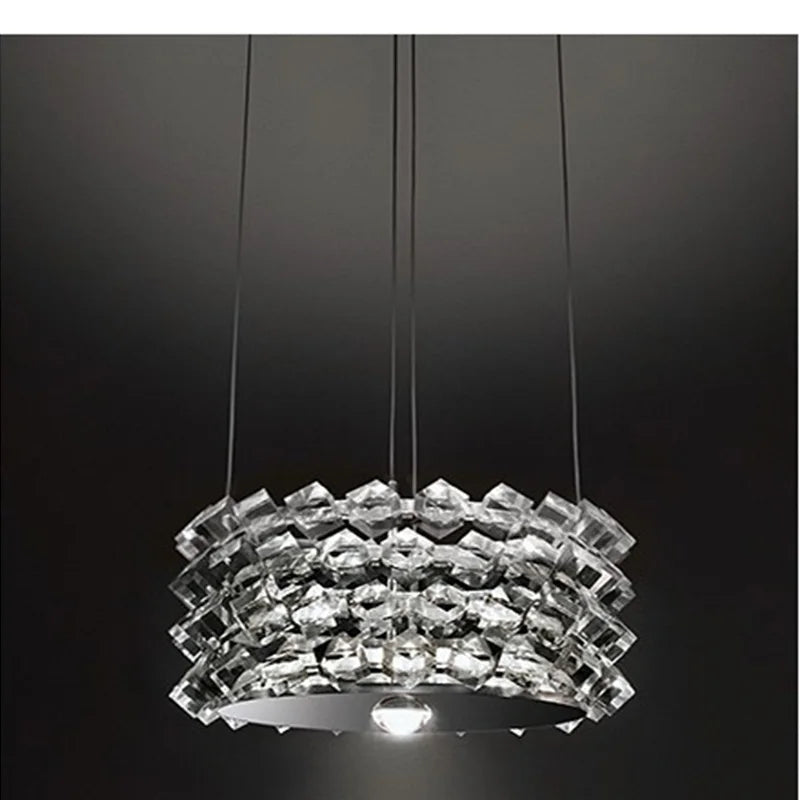 Postmodern simple crystal chandelier light luxury round living room bedroom staircase villa dining room chandelier