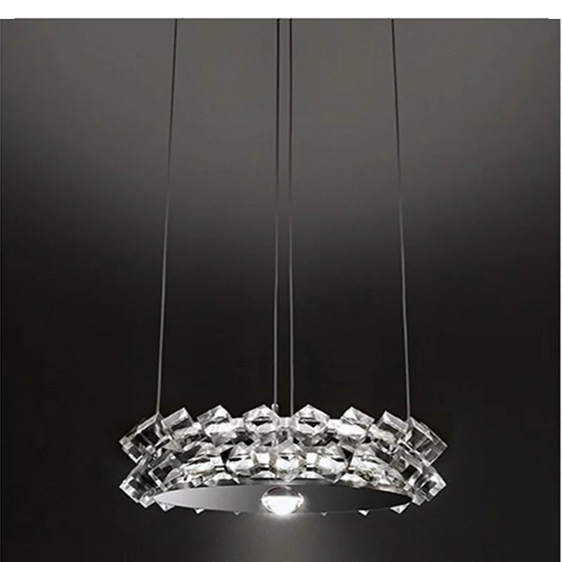 Postmodern simple crystal chandelier light luxury round living room bedroom staircase villa dining room chandelier