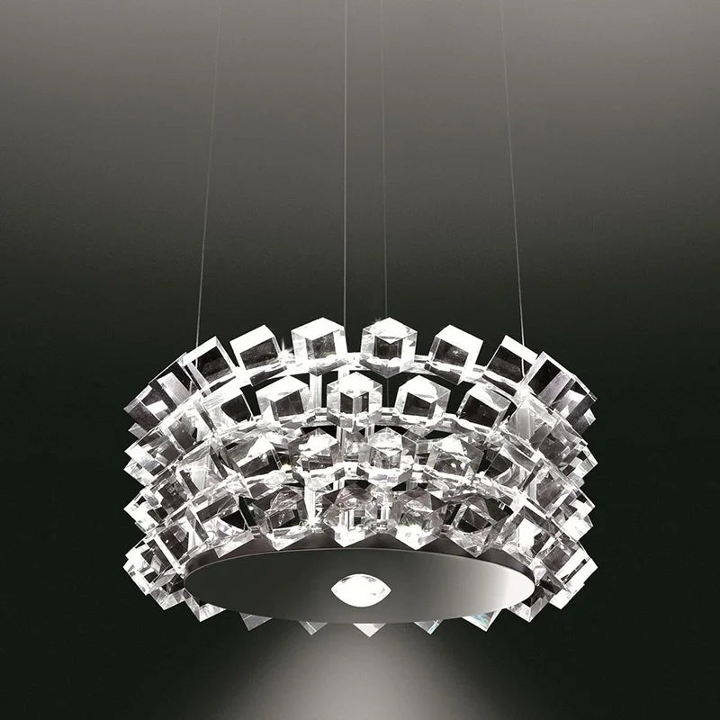 Postmodern simple crystal chandelier light luxury round living room bedroom staircase villa dining room chandelier