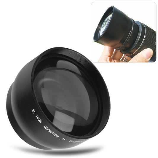 Professional 52mm 2x Magnification Telephoto Lens for  For All 52MM 18-55 Focal Diameter Camera Lenses Digital Cameras