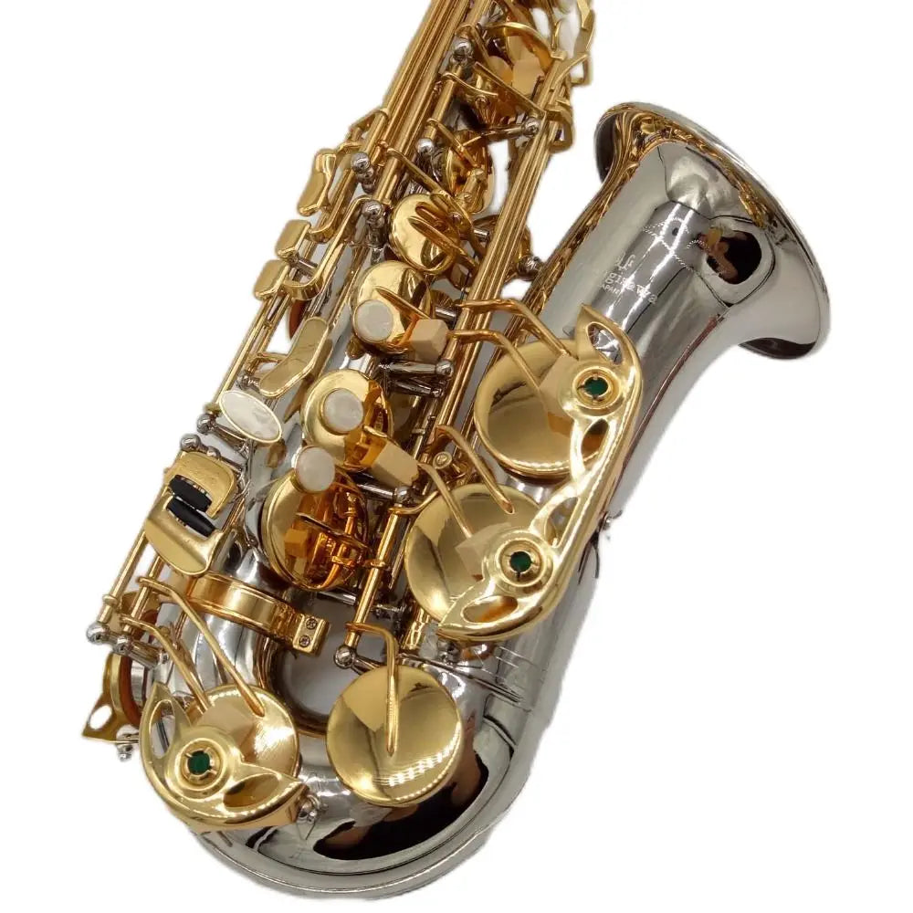 Professional Alto Saxophone A-9937 WO37 Nickel Plated Gold Key Sax Alto Musical Instruments Included Case Mouthpieces