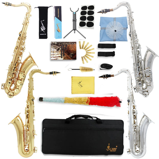 Professional Bb Tenor Saxophone Brass Lacquered Gold B Flat Sax Musical  Woodwind Instrument With Case Mouthpiece Accessories