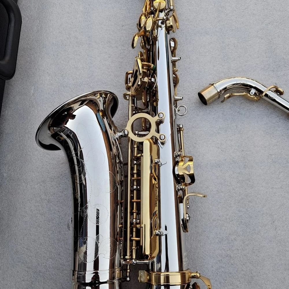 Professional E-flat W037 Alto Saxophone Silver Body Gold Key Japanese Craft Made Jazz Musical Instrument Band Accessories