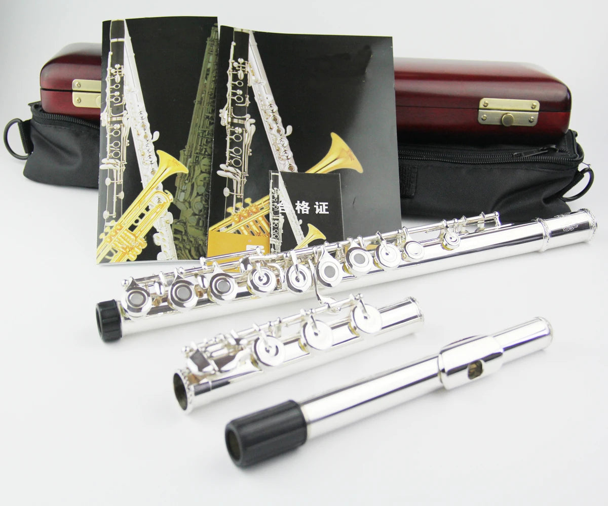 Professional Grade 17 Open Hole Imported Sterling Silver Body Flute