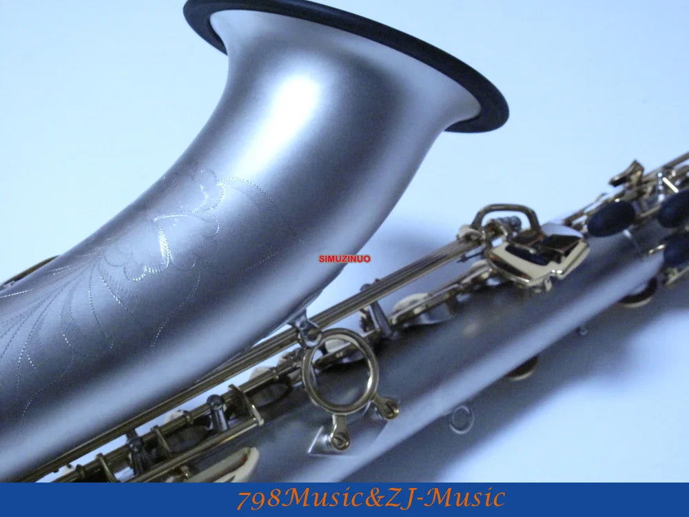 Professional New Satin Nickel Tenor sax High F# saxophone With Case FREE LORICO ACCESSORY