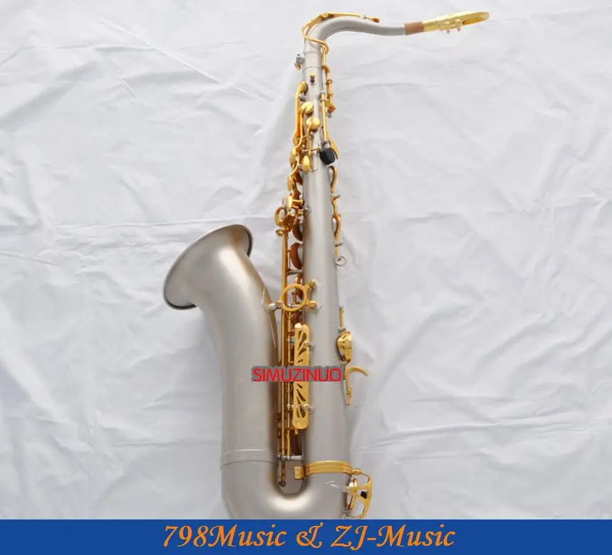 Professional New Satin Nickel Tenor sax High F# saxophone With Case Metal Mouthpiece