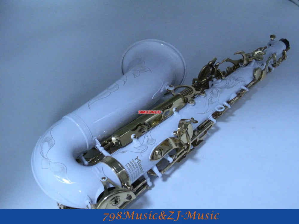 Professional White Lacquer Alto Saxophone Sax High F# Abalone Shell Key With Case FREE LORICO ACCESSORY