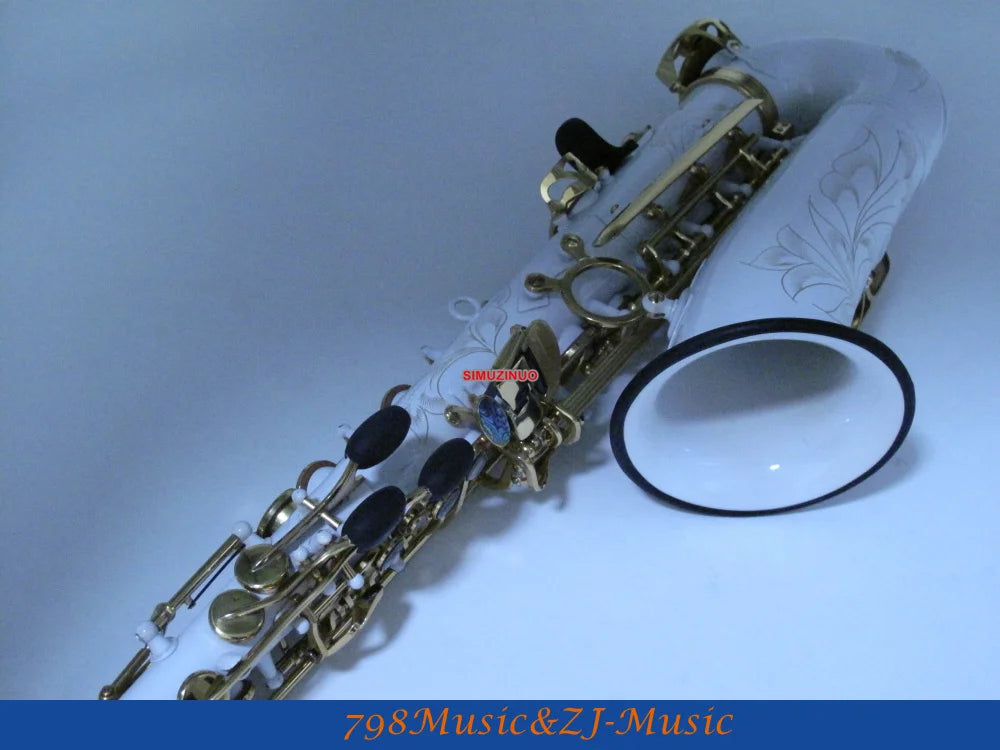 Professional White Lacquer Alto Saxophone Sax High F# Abalone Shell Key With Case FREE LORICO ACCESSORY