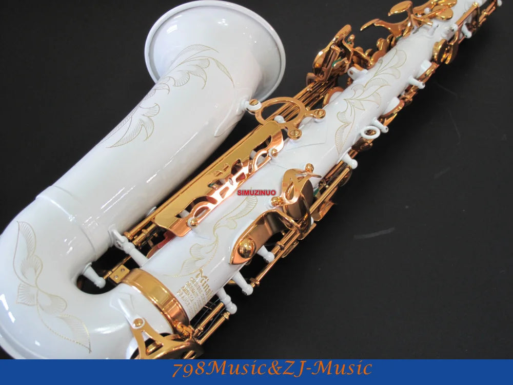 Professional White Lacquer Alto Saxophone Sax High F# Abalone Shell Key With Case