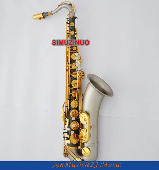 Professional Yellow Antique Tenor Saxophone sax High F# Saxofon New Case