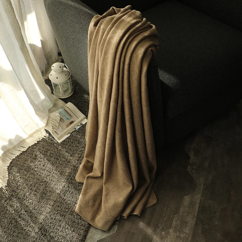 Pure cashmere blanket, bed, leisure blanket, single blanket, meditation blanket, skin-friendly winter warmth, diamond grid